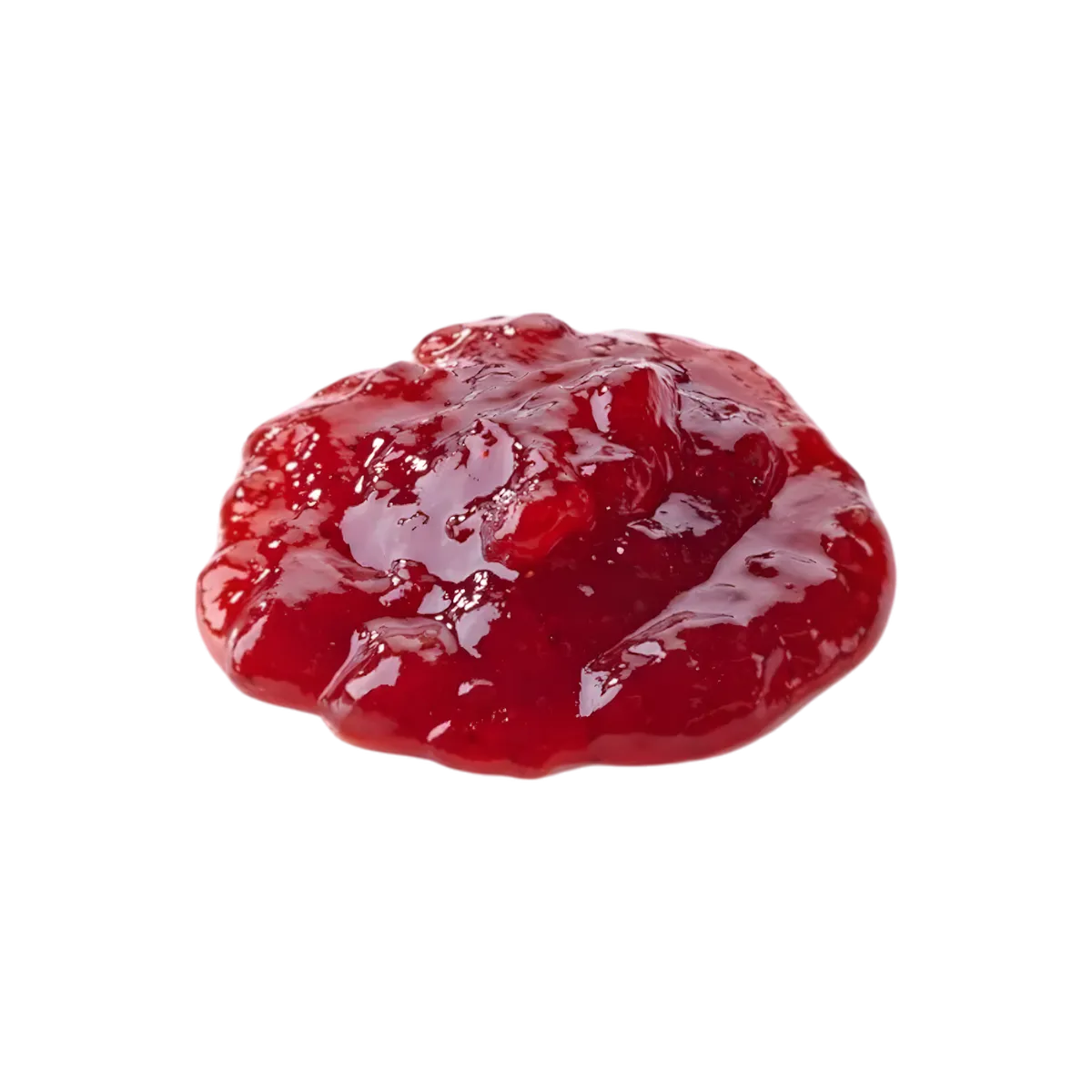 Gros plan sur une cuillerée de Délice Hibiscus BIO RACINES, texture brillante et onctueuse de confit d’hibiscus bio.